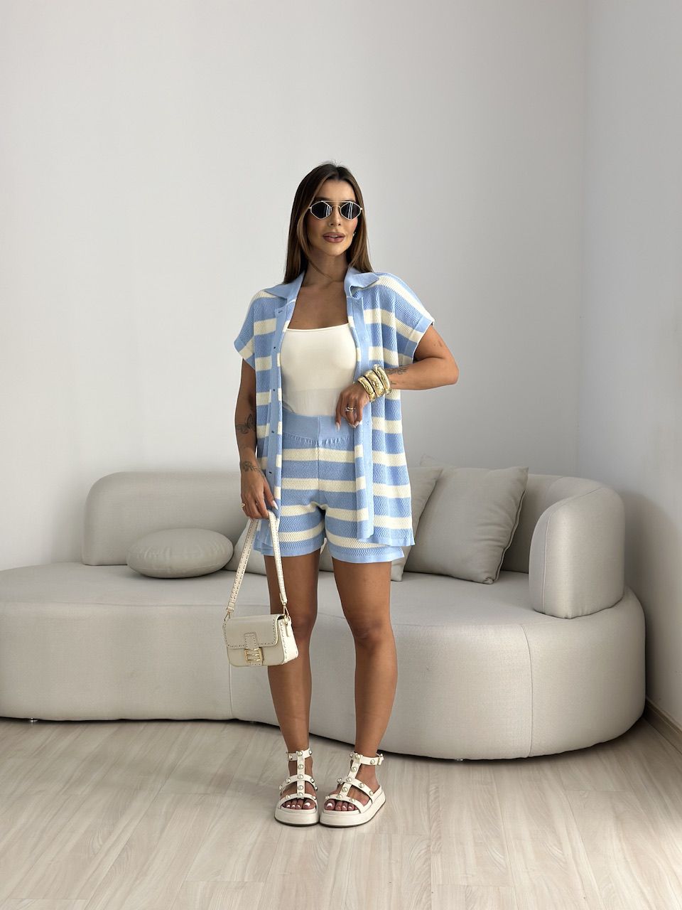 CONJUNTO ANA CECILIA TRICOT AZUL