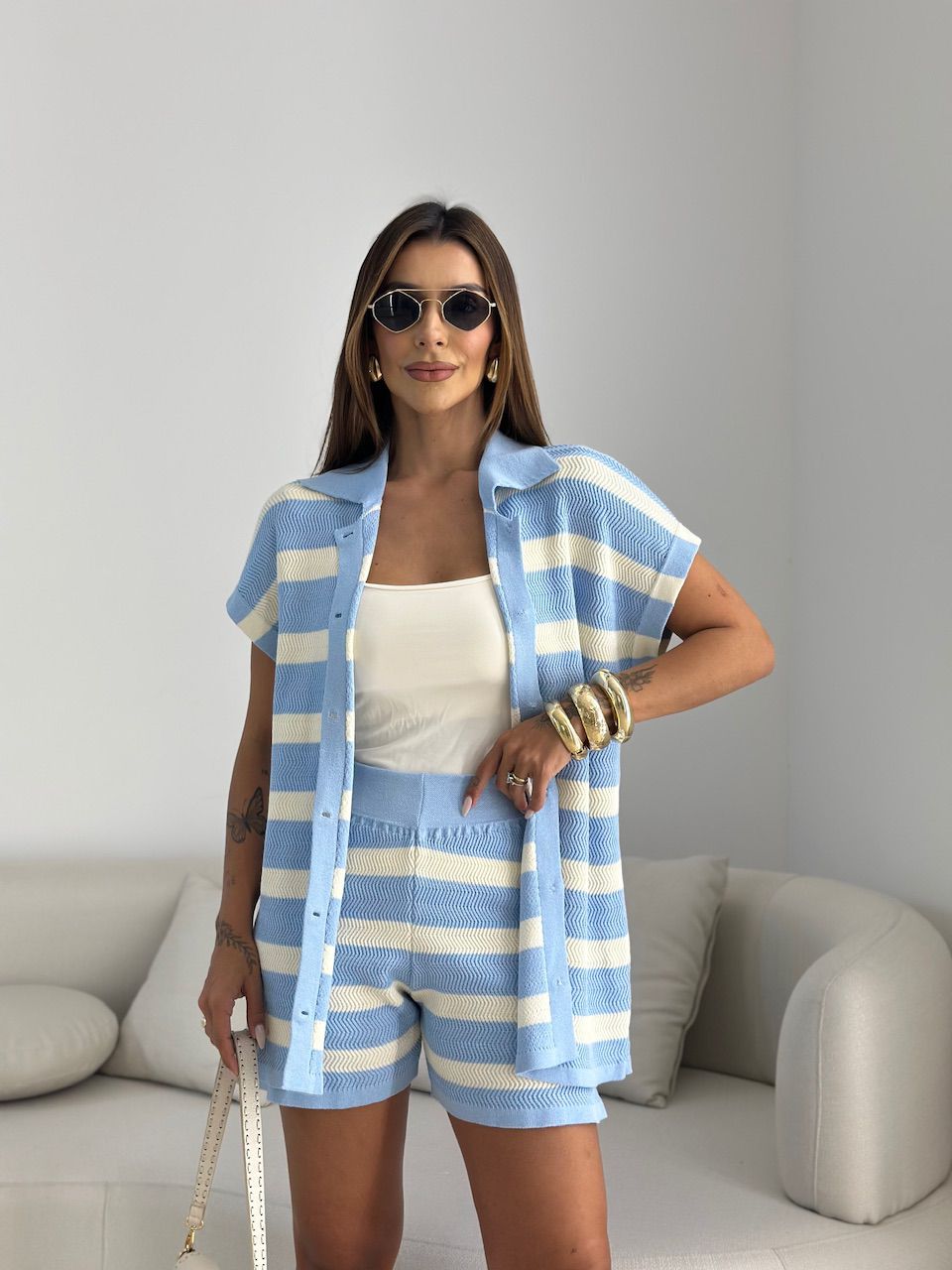CONJUNTO ANA CECILIA TRICOT AZUL