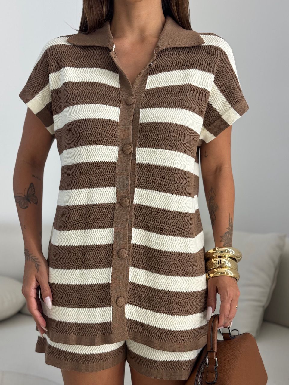 CONJUNTO ANA CECILIA TRICOT MARROM