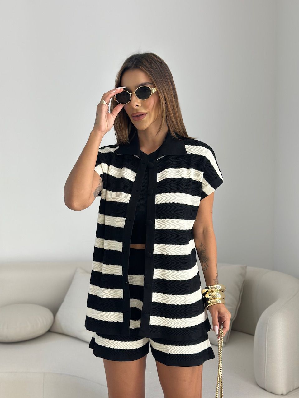 CONJUNTO ANA CECILIA TRICOT PRETO