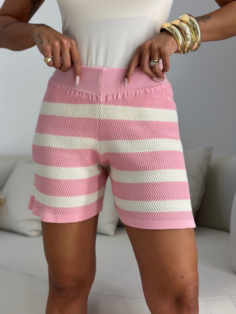 CONJUNTO ANA CECILIA TRICOT ROSA