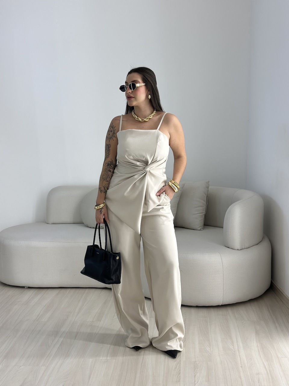 CONJUNTO ANA FLORA CALÇA AREIA - 0068220110 - CAROLLA FERRARO