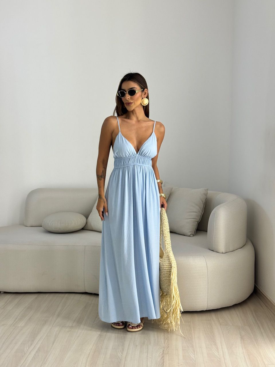 VESTIDO AYLA LONGUETE BABY BLUE
