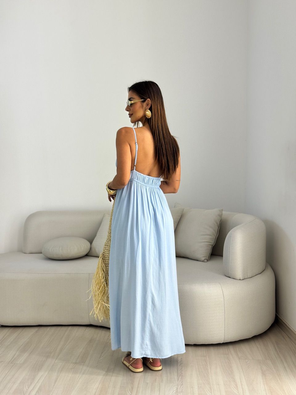 VESTIDO AYLA LONGUETE BABY BLUE