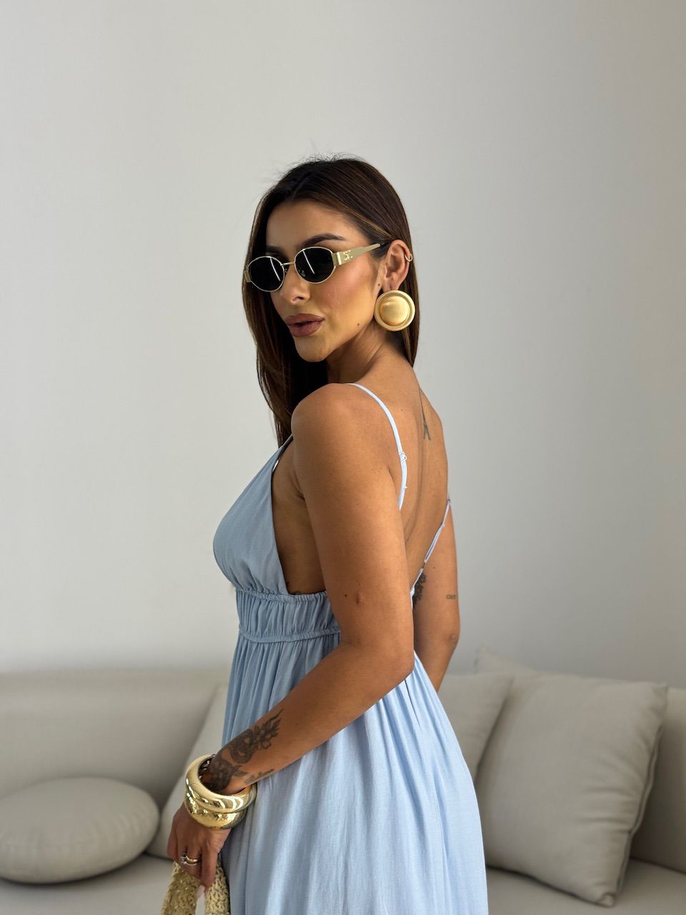 VESTIDO AYLA LONGUETE BABY BLUE