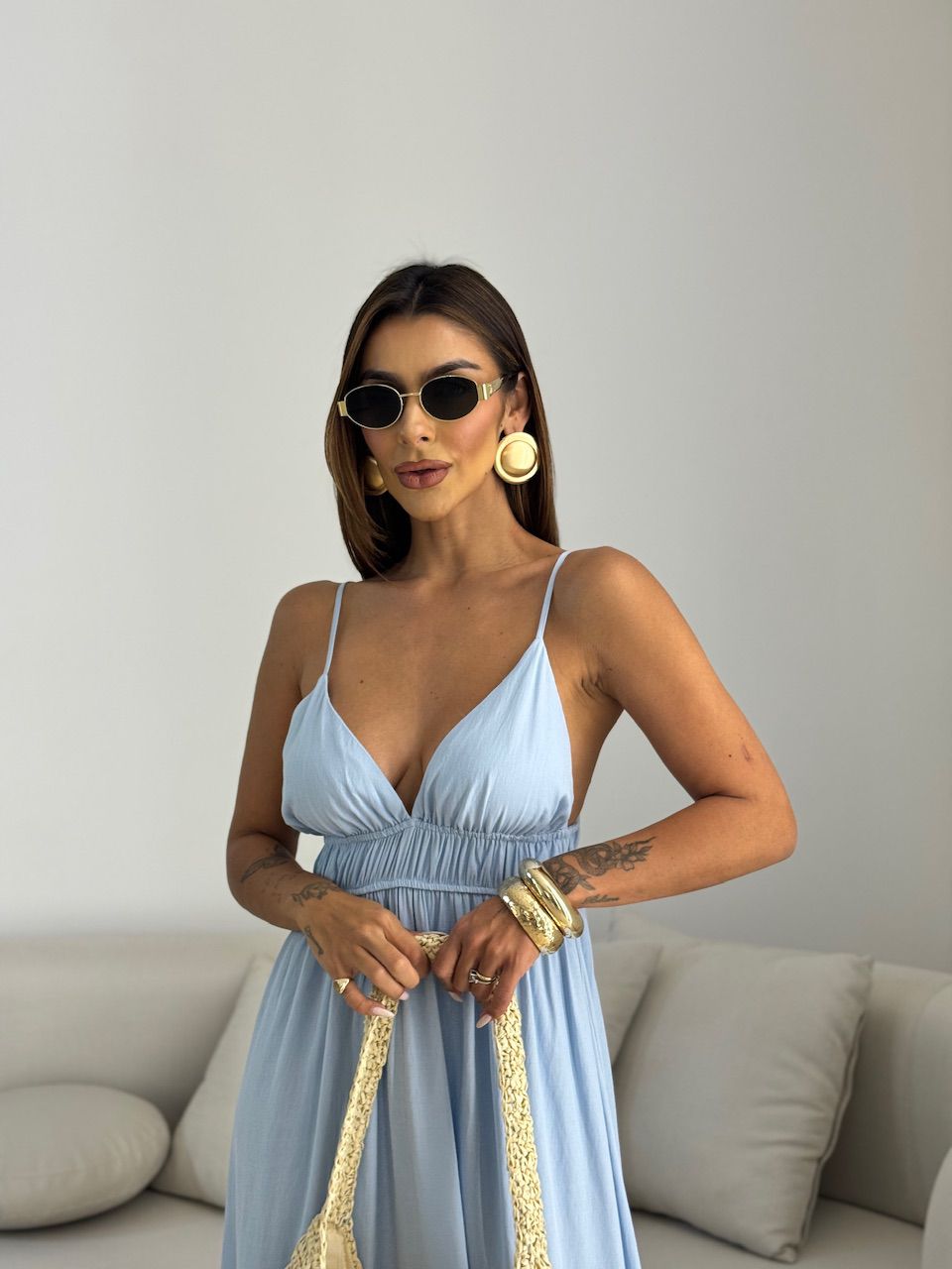 VESTIDO AYLA LONGUETE BABY BLUE