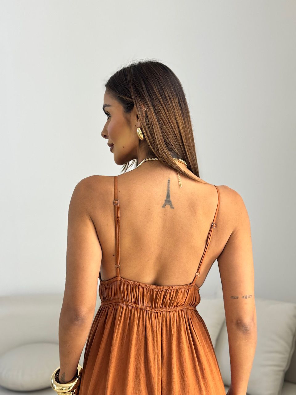 VESTIDO AYLA LONGUETE MARROM