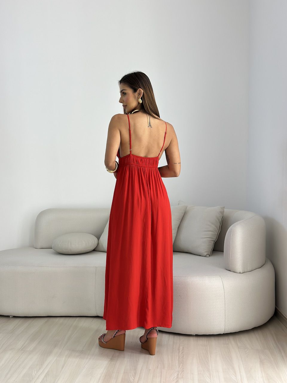 VESTIDO AYLA LONGUETE VERMELHO