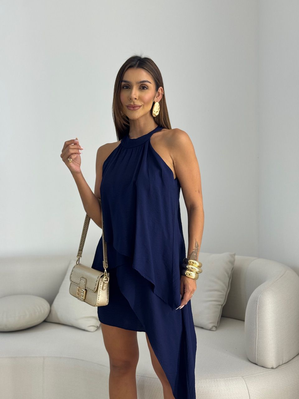 VESTIDO DALIA BABADO MARINHO