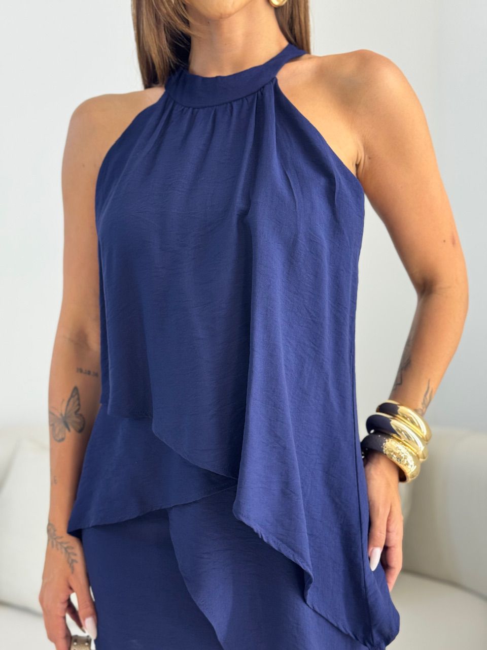 VESTIDO DALIA BABADO MARINHO