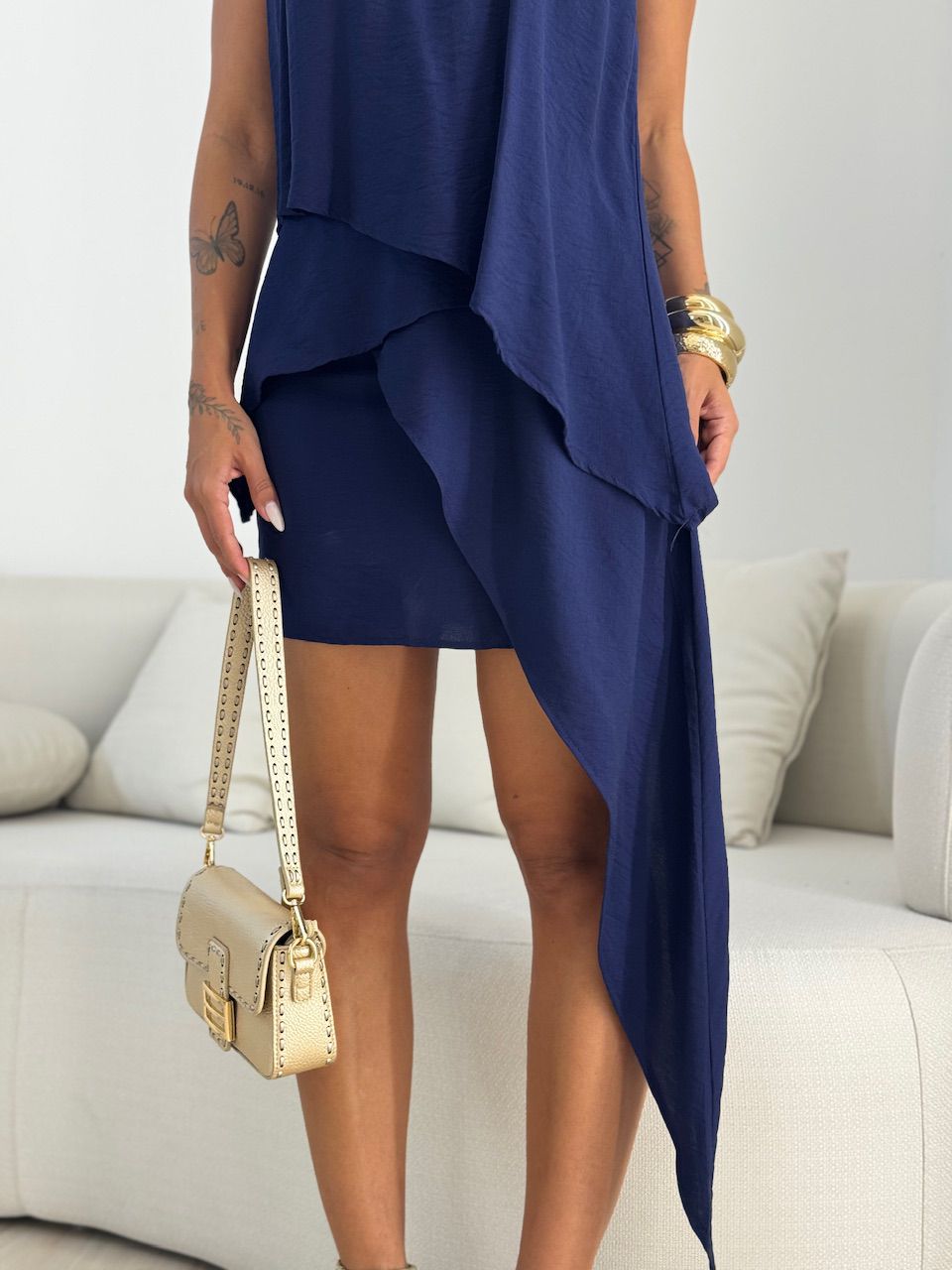 VESTIDO DALIA BABADO MARINHO