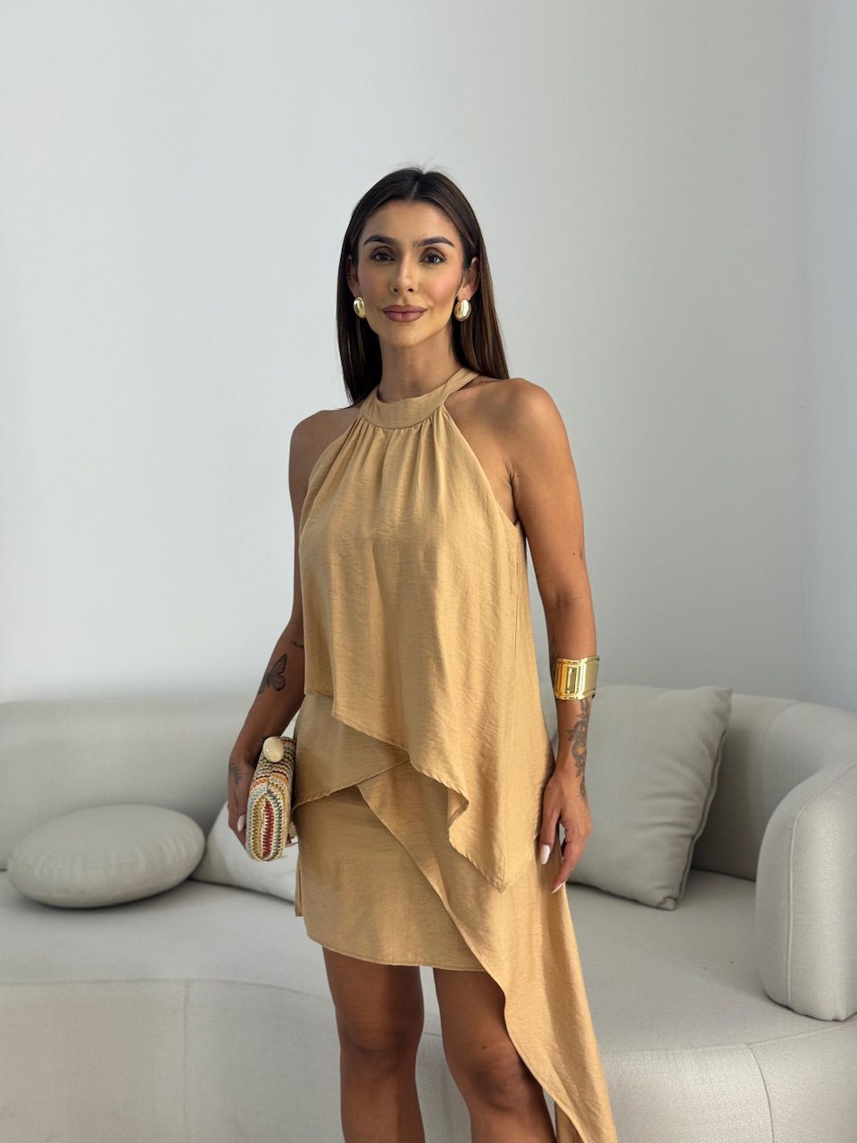 VESTIDO DALIA BABADO NUDE