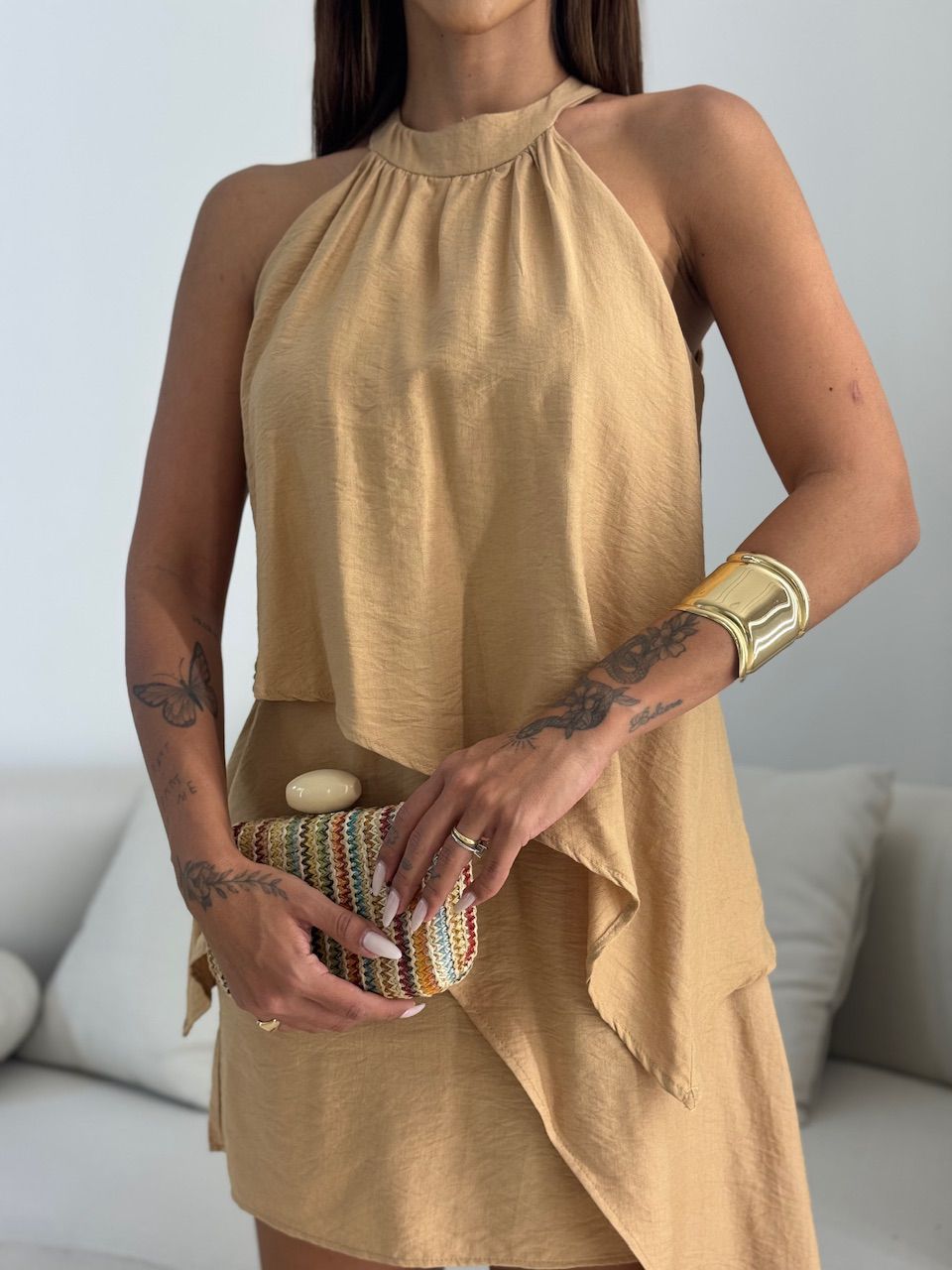 VESTIDO DALIA BABADO NUDE