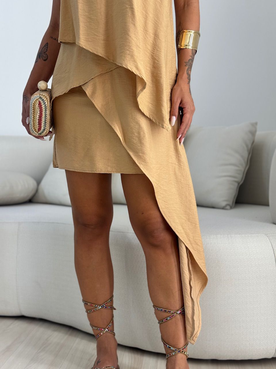 VESTIDO DALIA BABADO NUDE