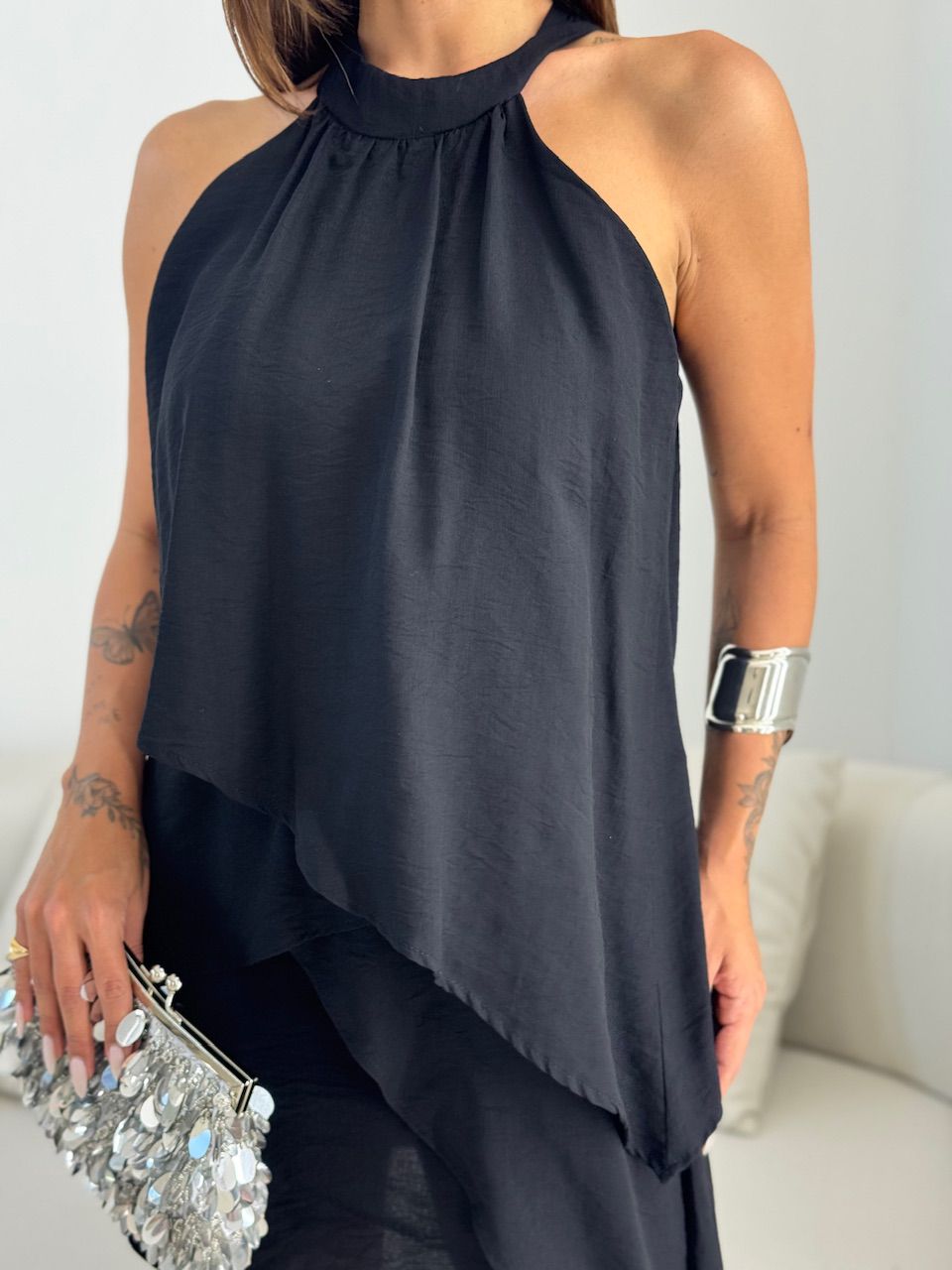 VESTIDO DALIA BABADO PRETO