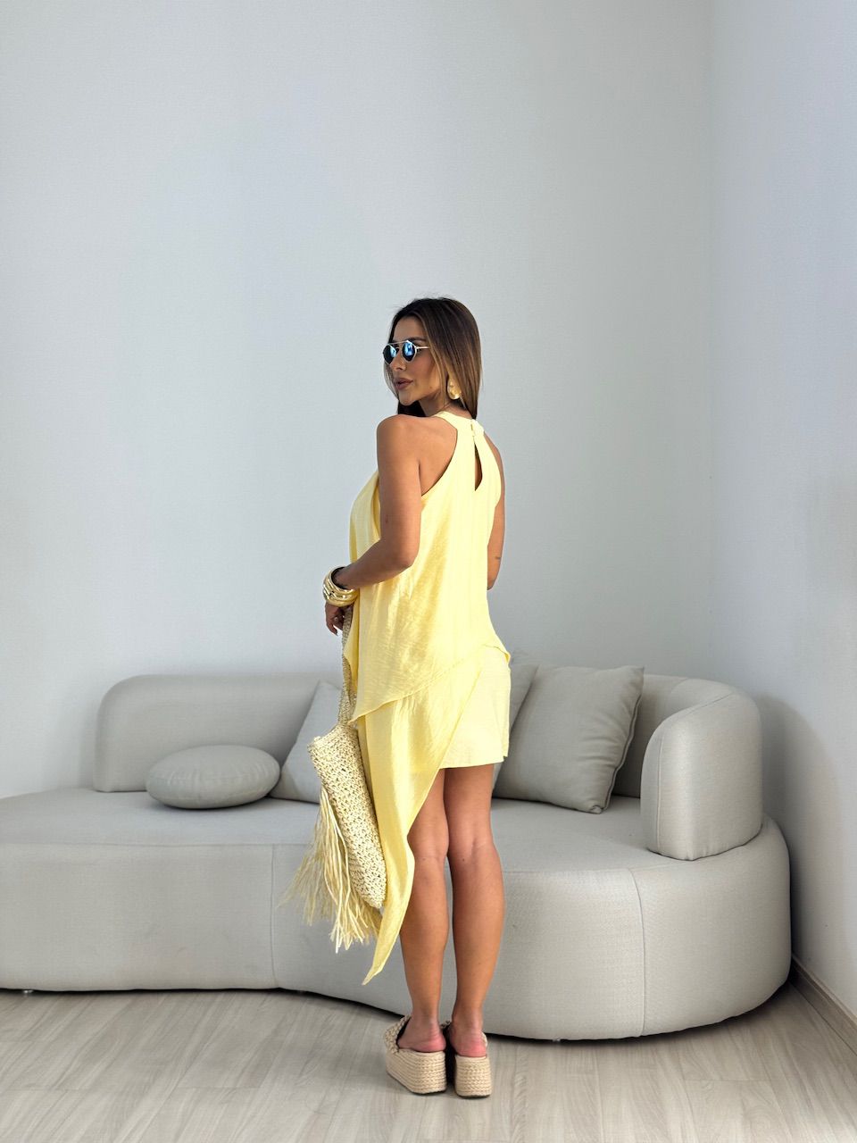 VESTIDO DALIA BABADO YELLOW BUTTER