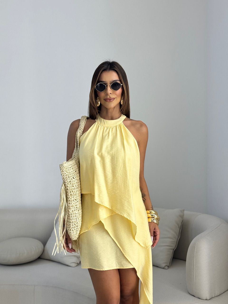 VESTIDO DALIA BABADO YELLOW BUTTER
