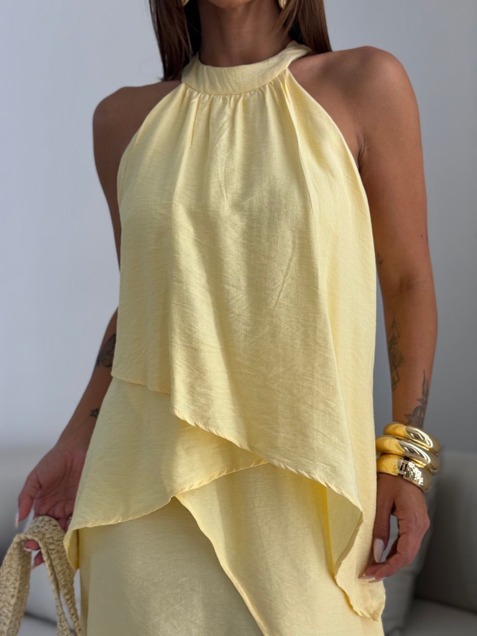 VESTIDO DALIA BABADO YELLOW BUTTER