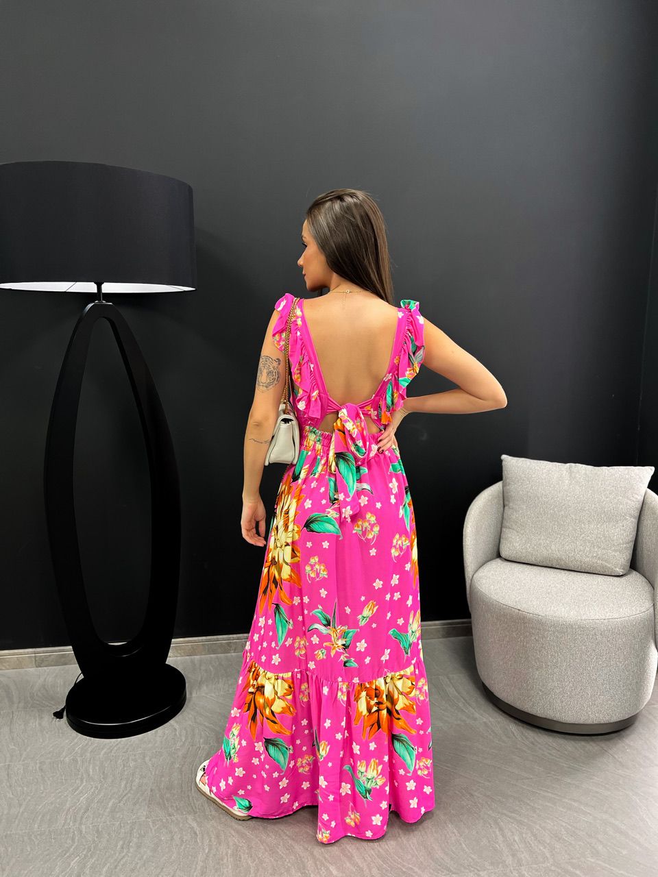 VESTIDO LEANDRA FLORAL ROSA ESTAMPADO