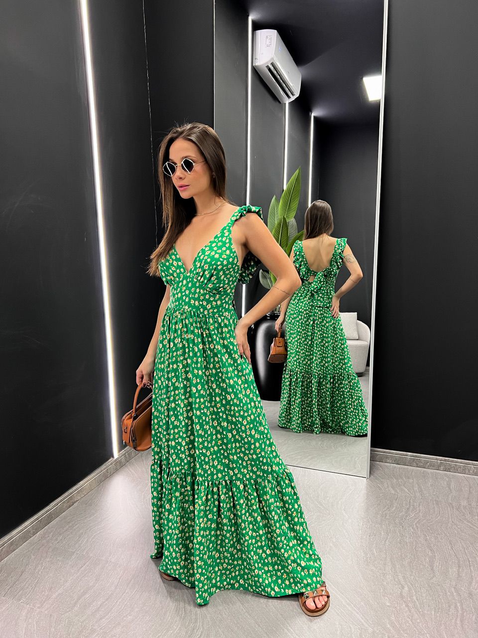 VESTIDO LEANDRA FLORAL verde - 0044390014 - CAROLLA FERRARO