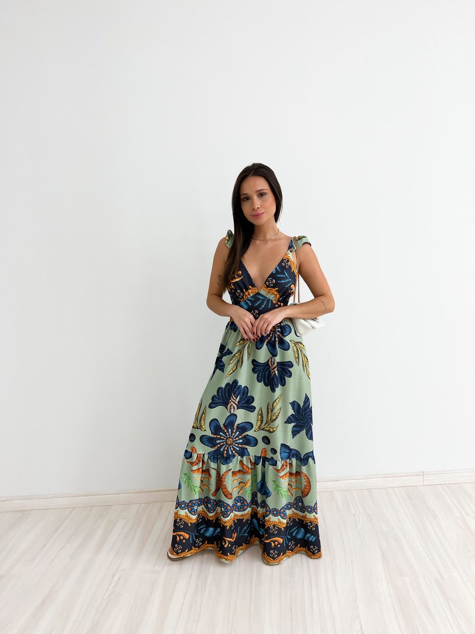 VESTIDO LEANDRA FLORAL VERDE/AZUL