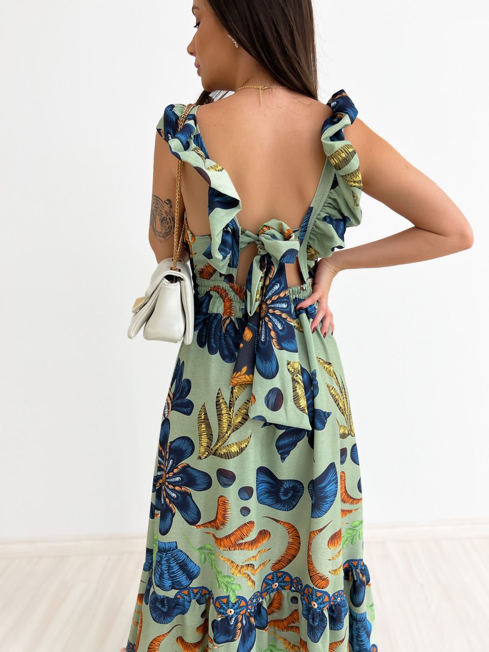 VESTIDO LEANDRA FLORAL VERDE/AZUL