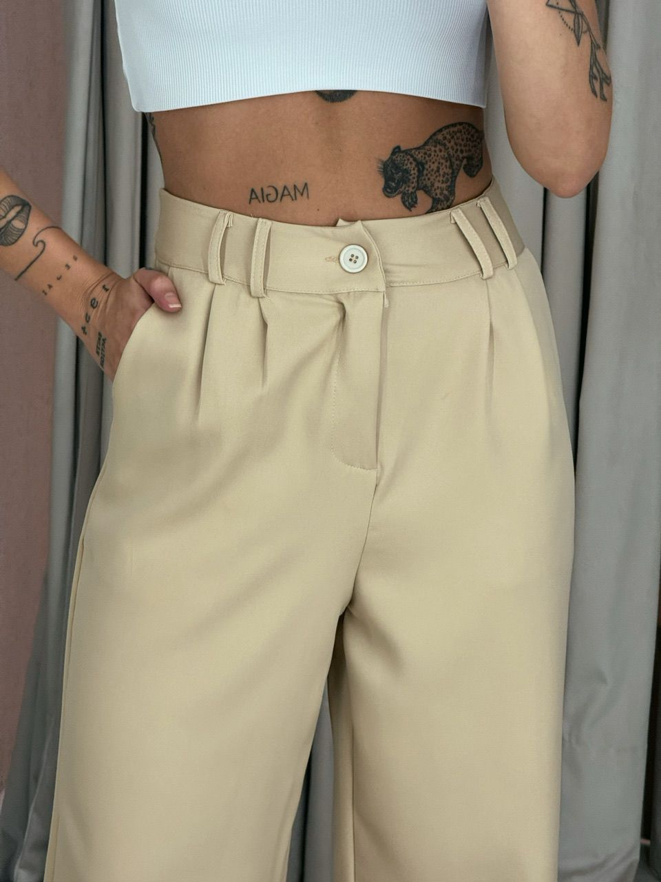 CALÇA ALINE PANTALONA AREIA