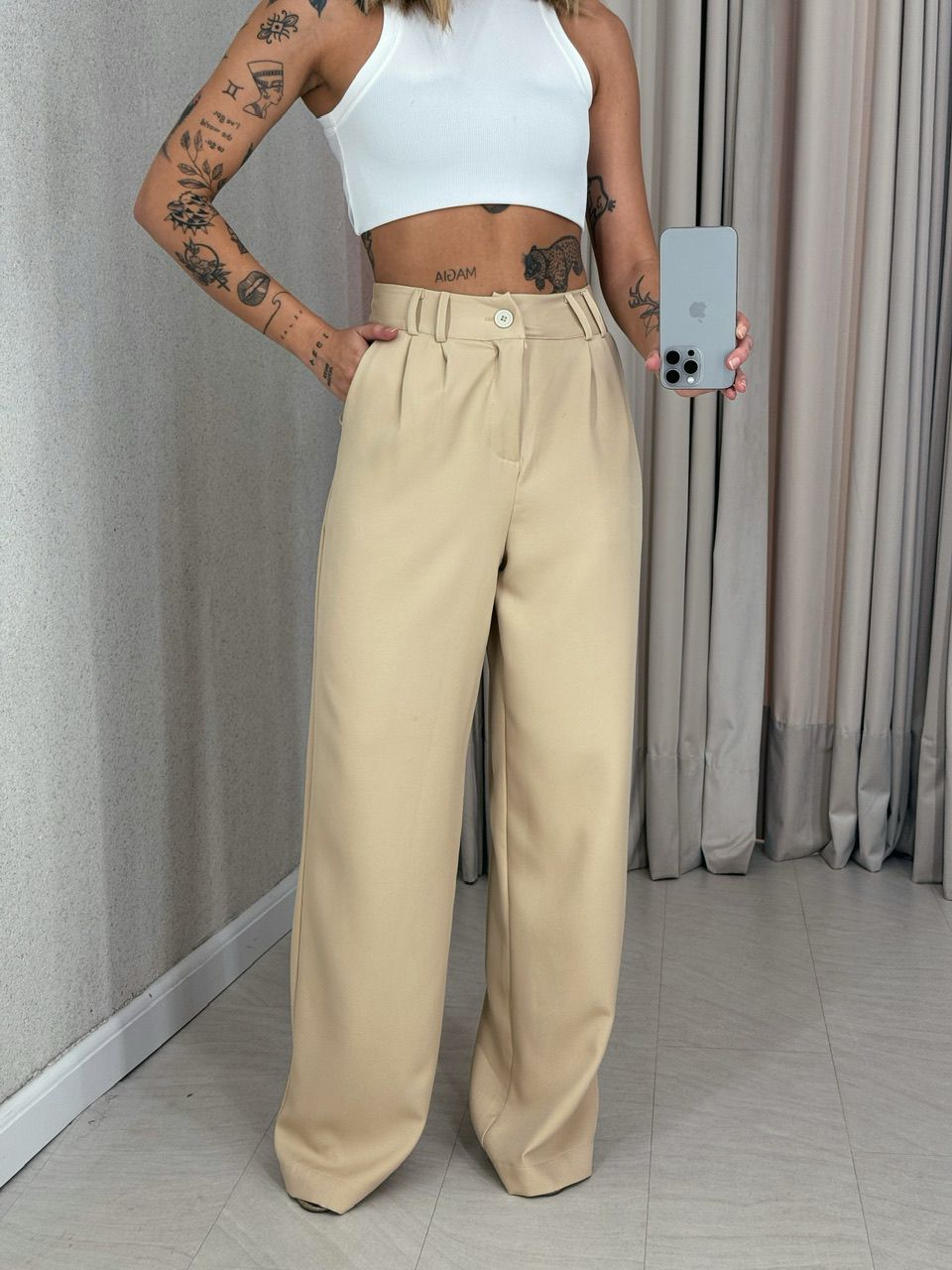 CALÇA ALINE PANTALONA AREIA