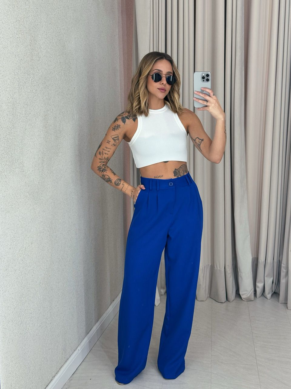 CALÇA ALINE PANTALONA AZUL - 0056700109 - CAROLLA FERRARO