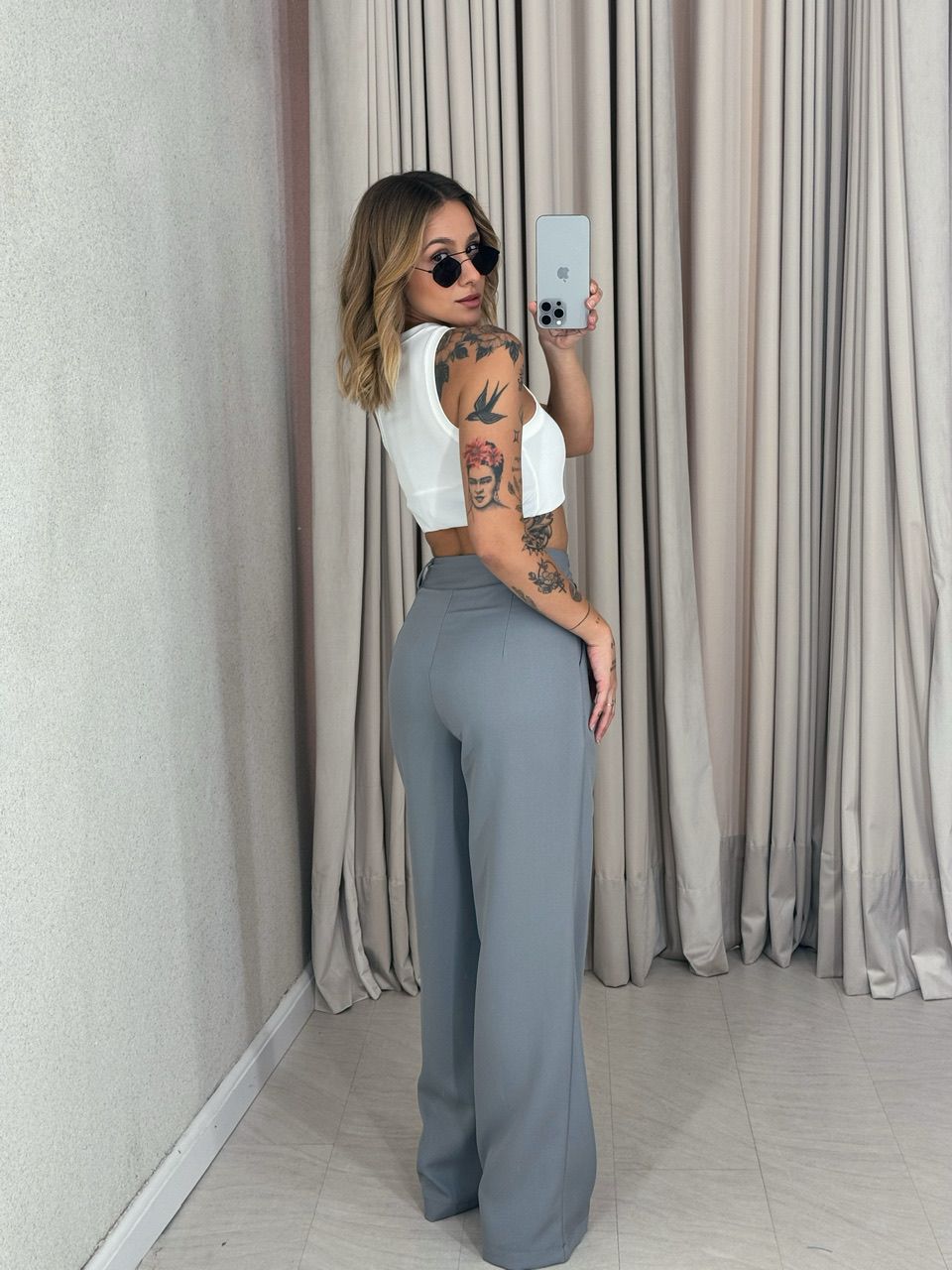 CALÇA ALINE PANTALONA CINZA
