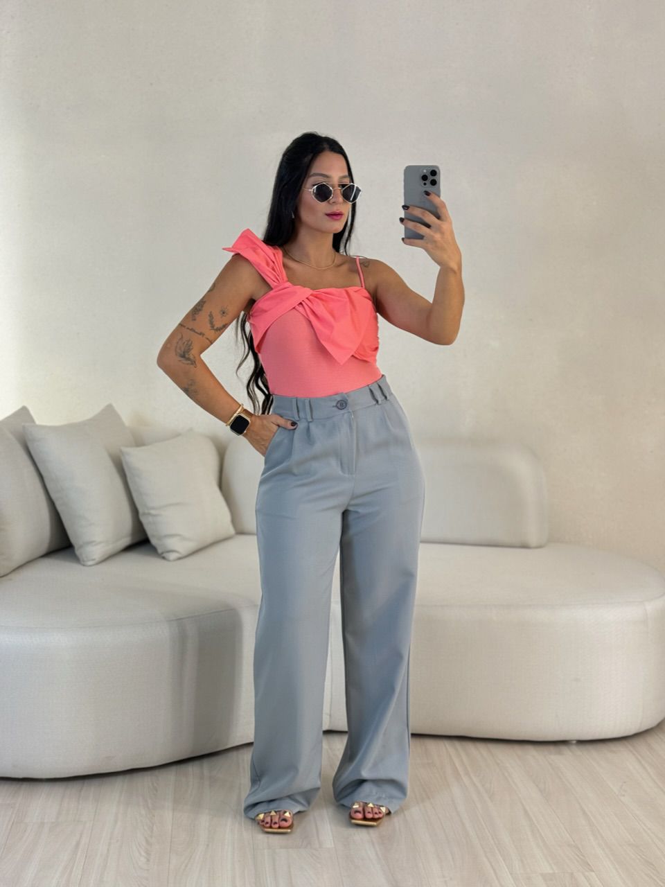 CALÇA ALINE PANTALONA CINZA