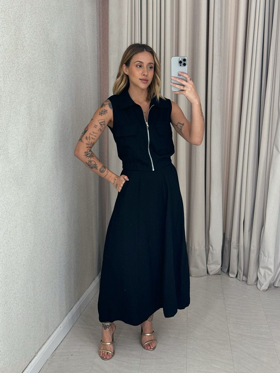 CONJUNTO ÁGATA SAIA PRETO - 0056690032 - CAROLLA FERRARO