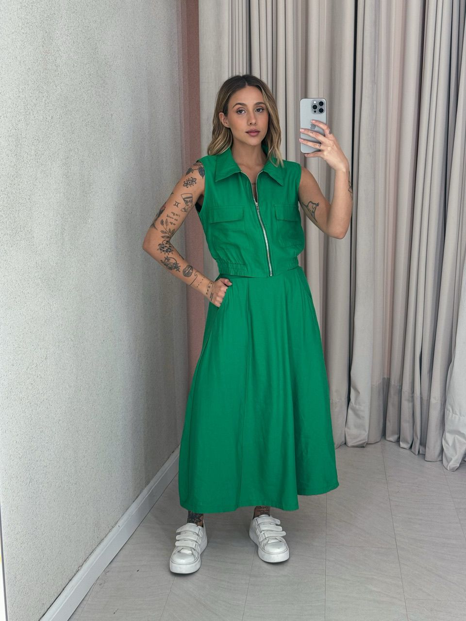 CONJUNTO ÁGATA SAIA VERDE - 0056690014 - CAROLLA FERRARO