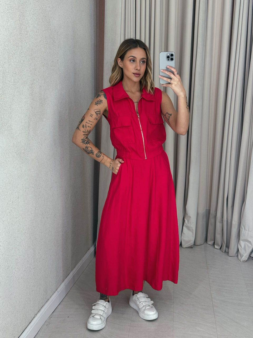CONJUNTO ÁGATA SAIA VERMELHO