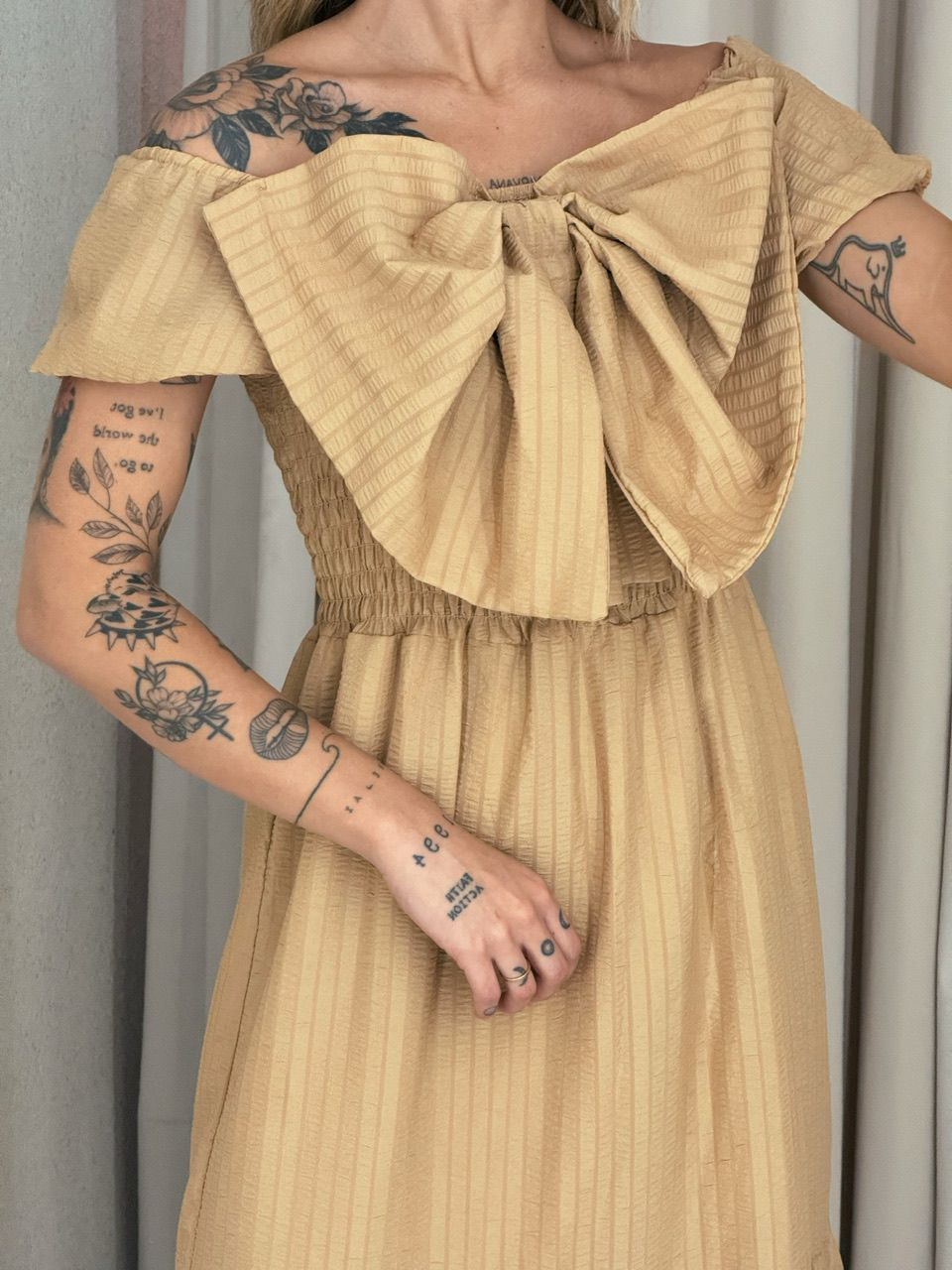 VESTIDO LAÇO LASTEX NUDE