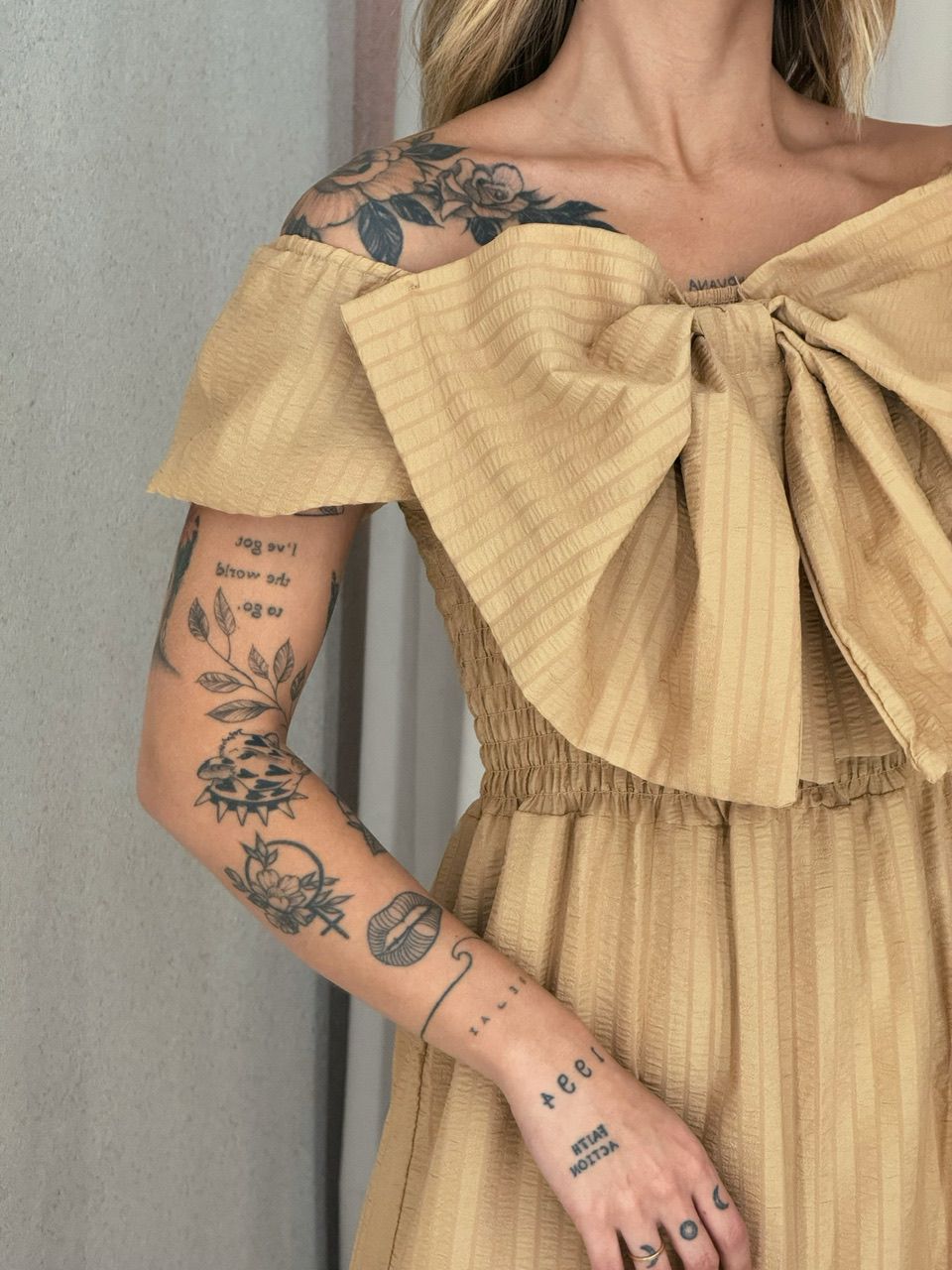 VESTIDO LAÇO LASTEX NUDE