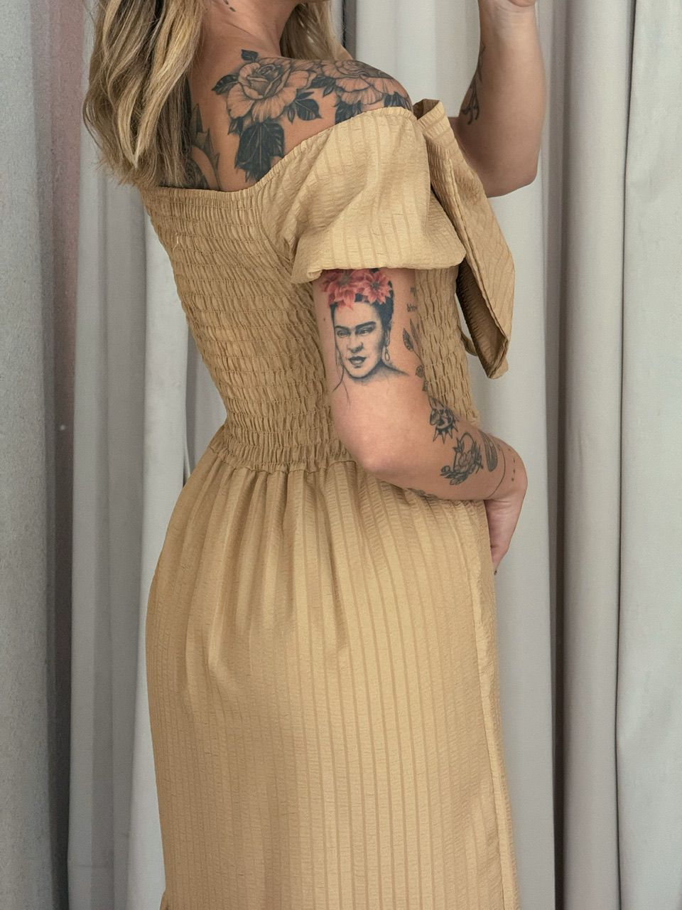VESTIDO LAÇO LASTEX NUDE