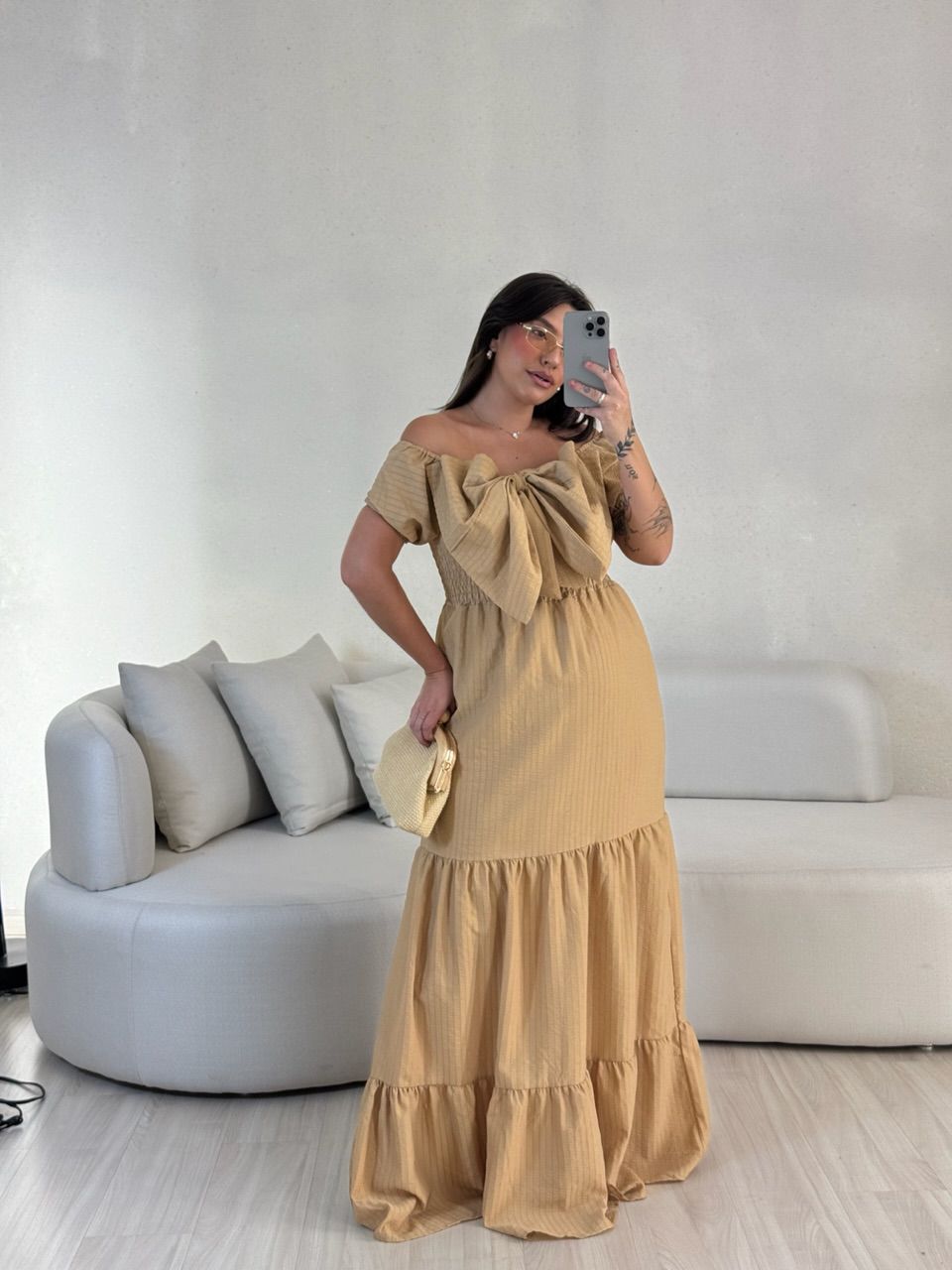 VESTIDO LAÇO LASTEX NUDE