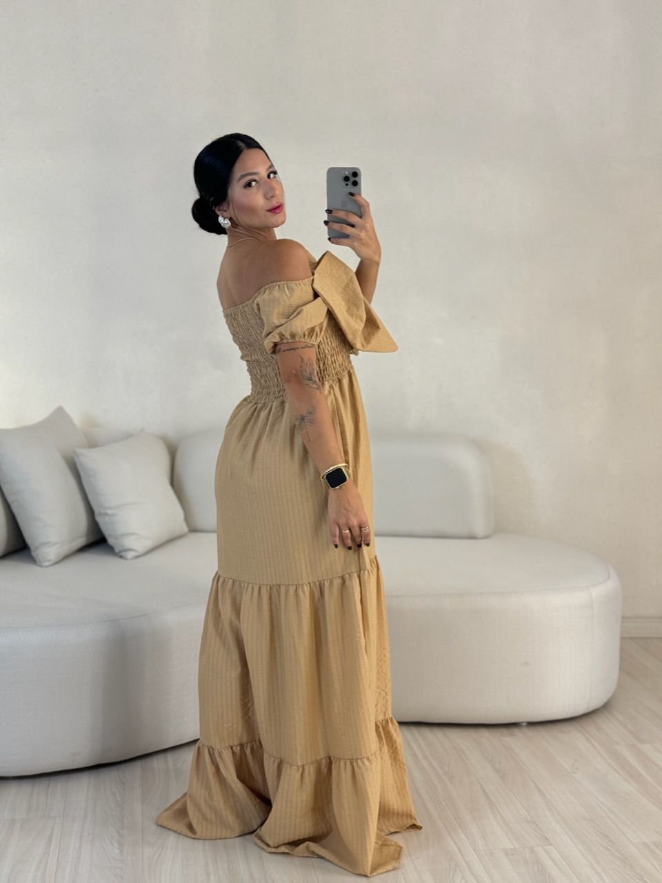 VESTIDO LAÇO LASTEX NUDE