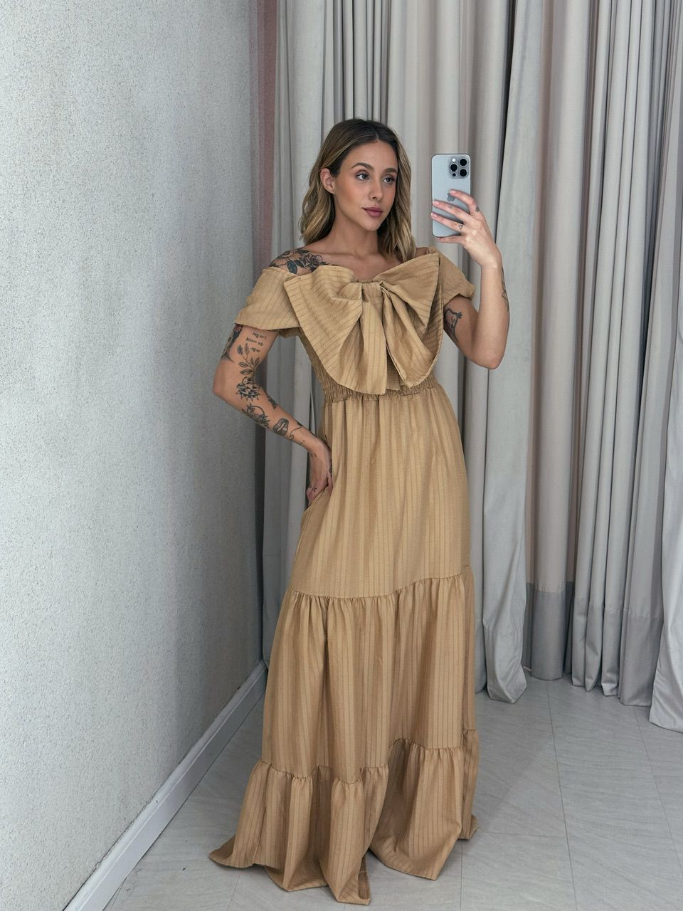 VESTIDO LAÇO LASTEX NUDE