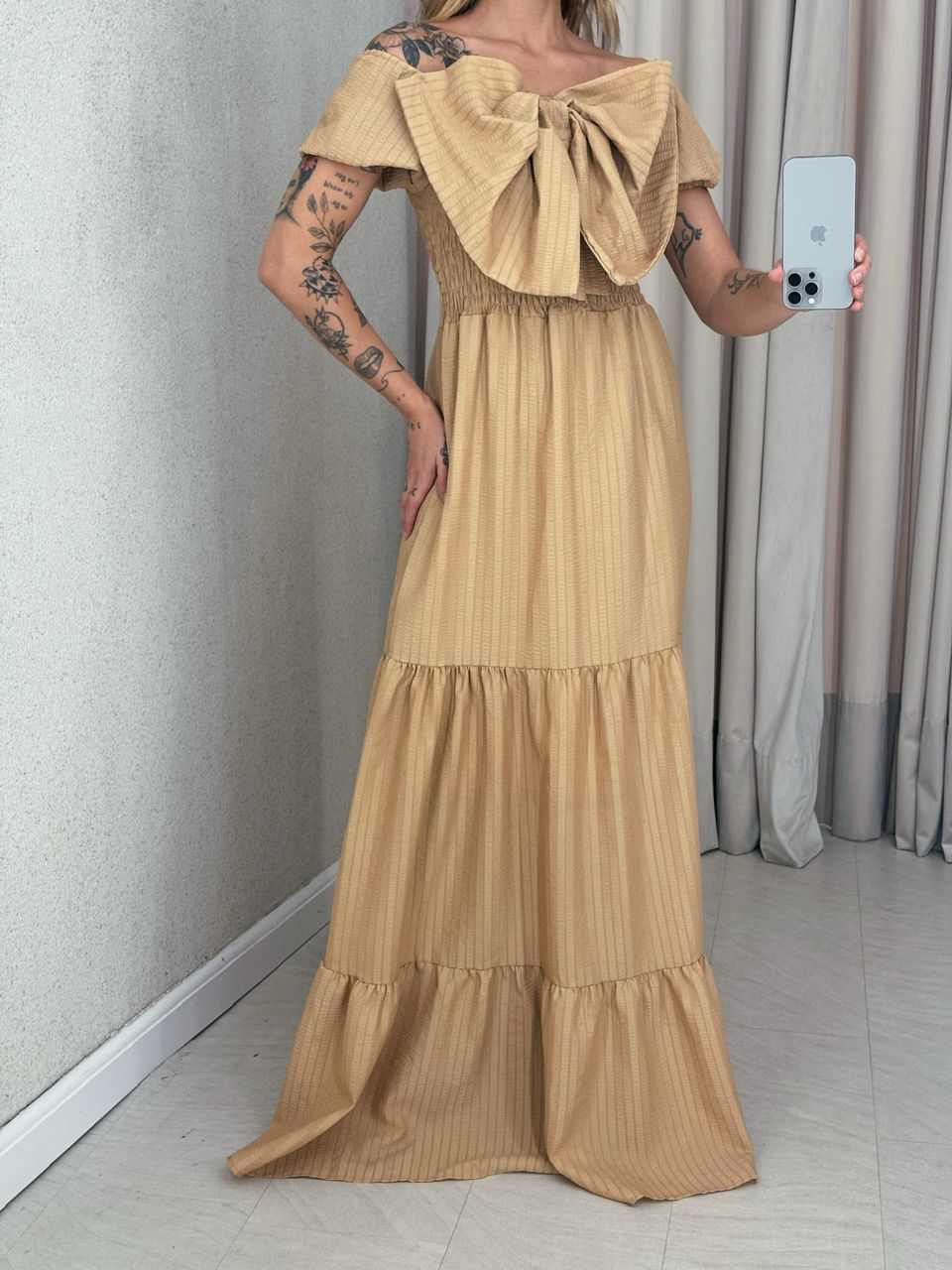 VESTIDO LAÇO LASTEX NUDE