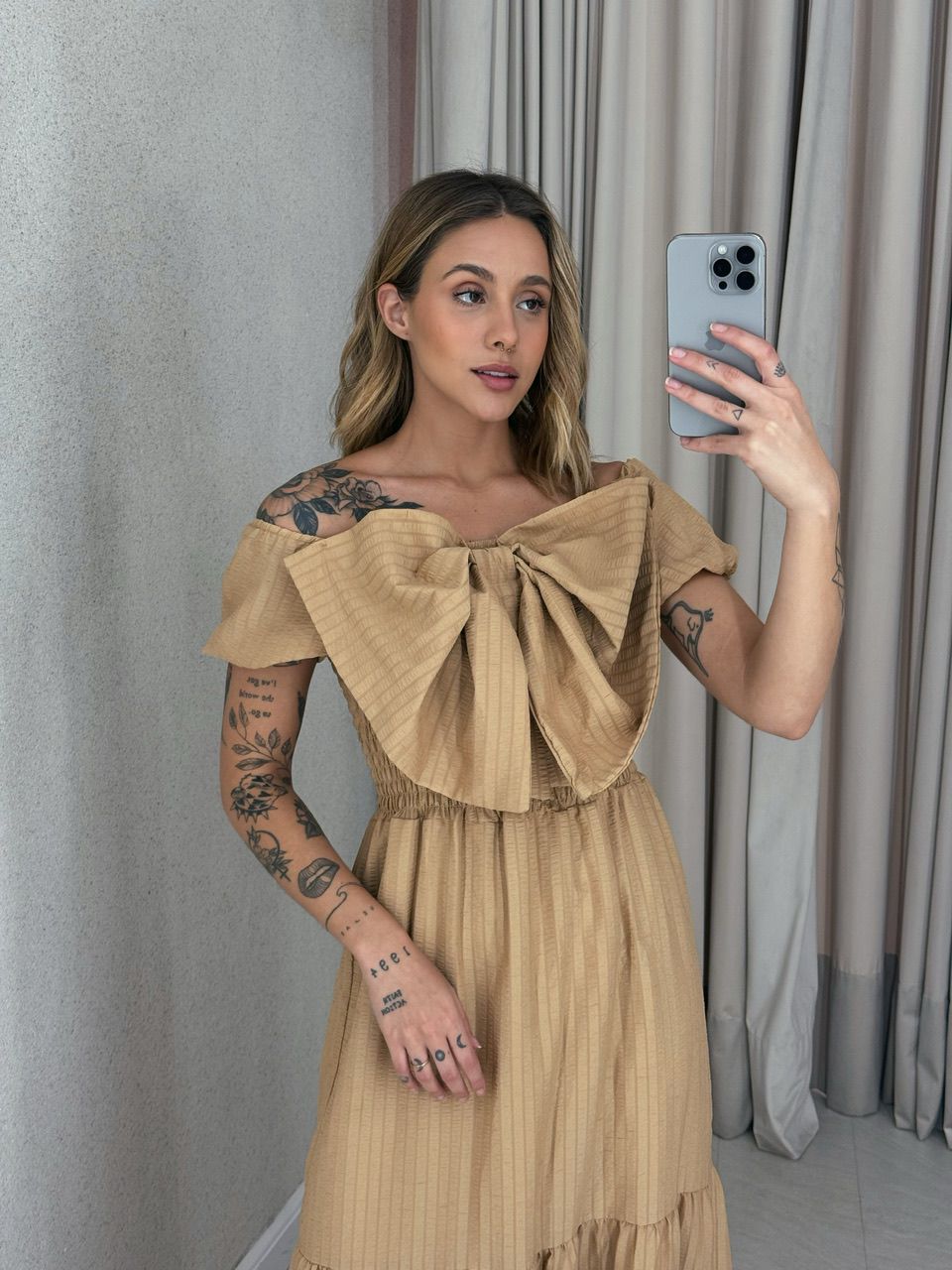 VESTIDO LAÇO LASTEX NUDE