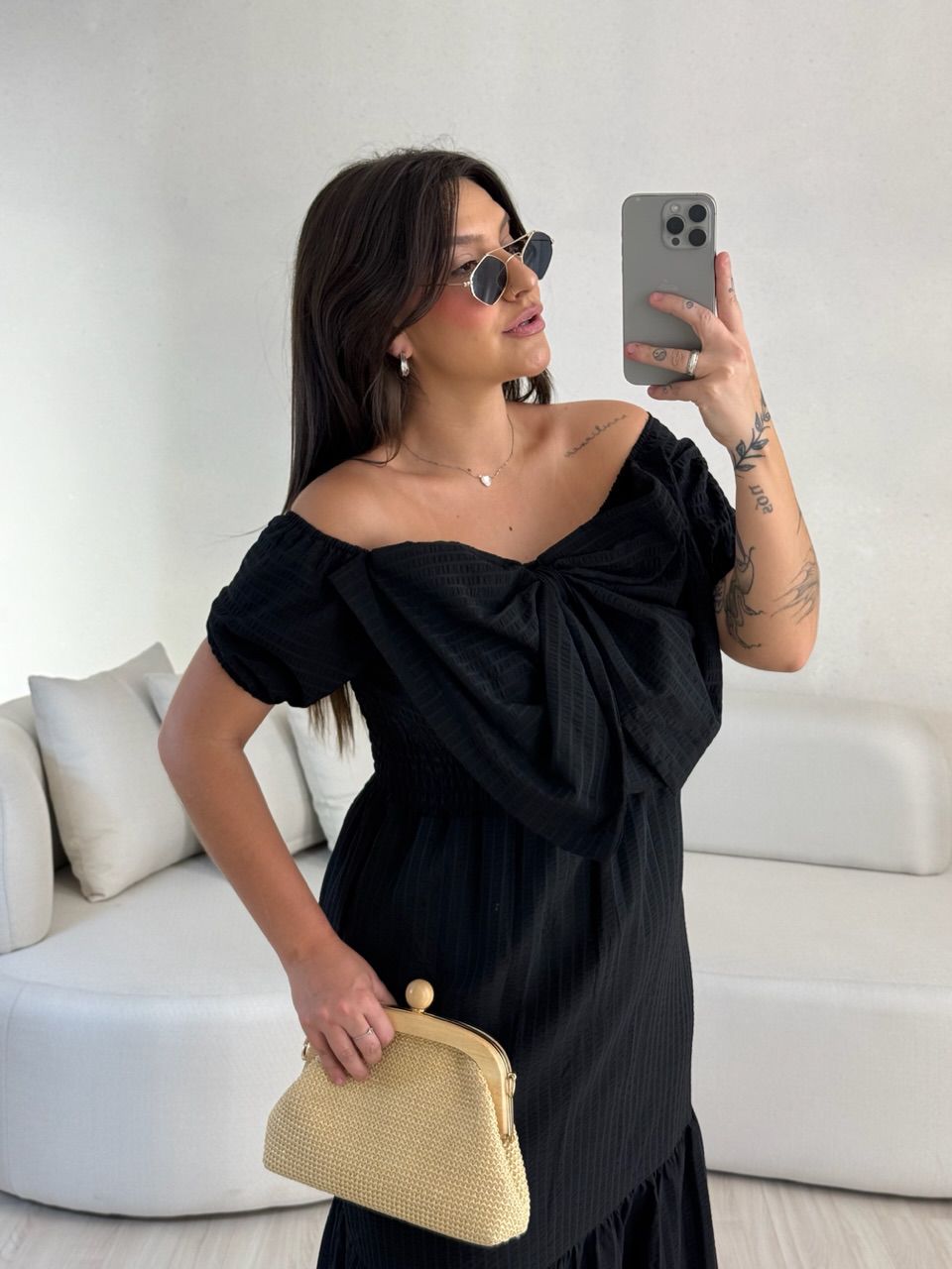 VESTIDO LAÇO LASTEX PRETO