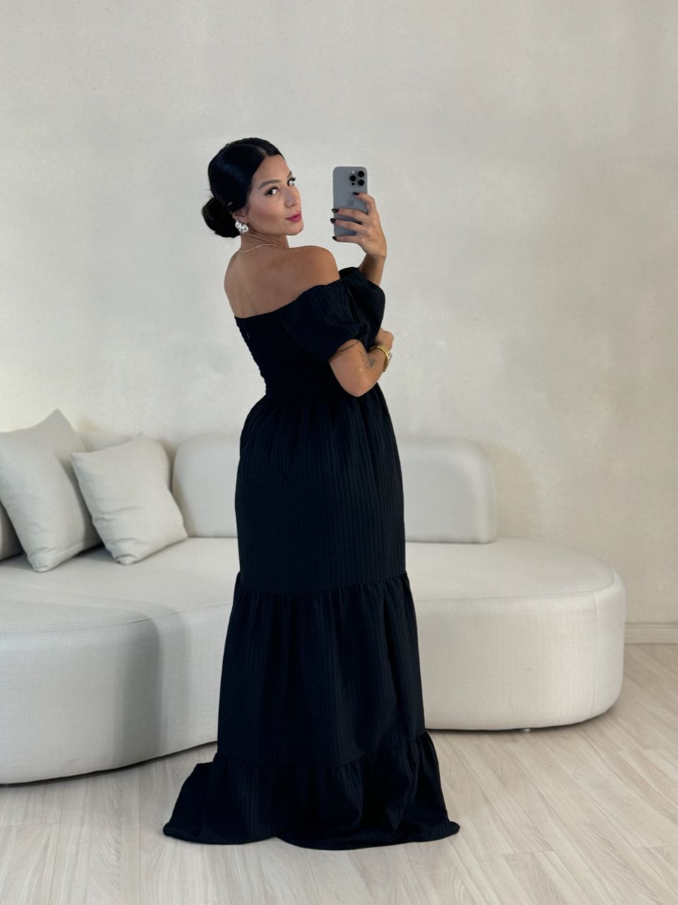 VESTIDO LAÇO LASTEX PRETO