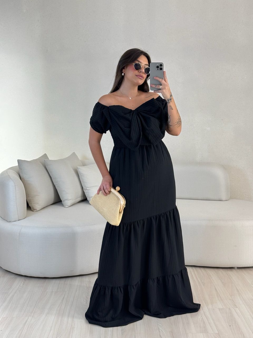 VESTIDO LAÇO LASTEX PRETO