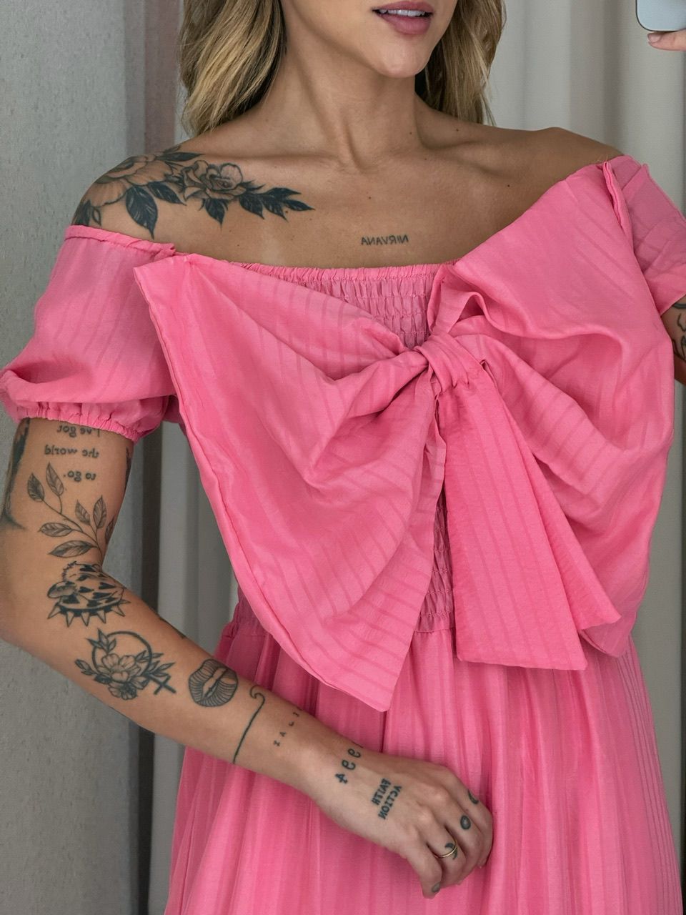 VESTIDO LAÇO LASTEX ROSA
