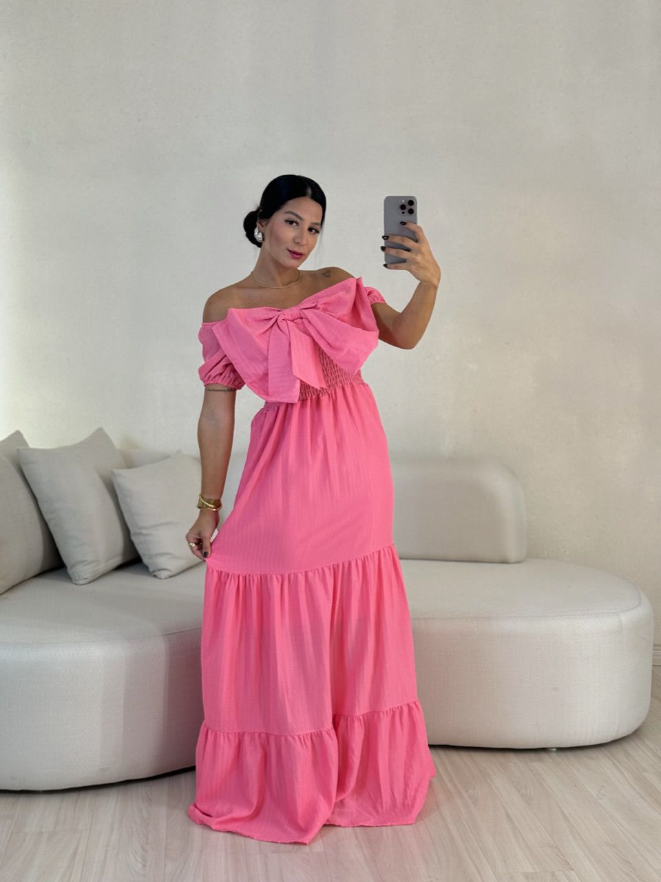VESTIDO LAÇO LASTEX ROSA - 0056670031 - CAROLLA FERRARO