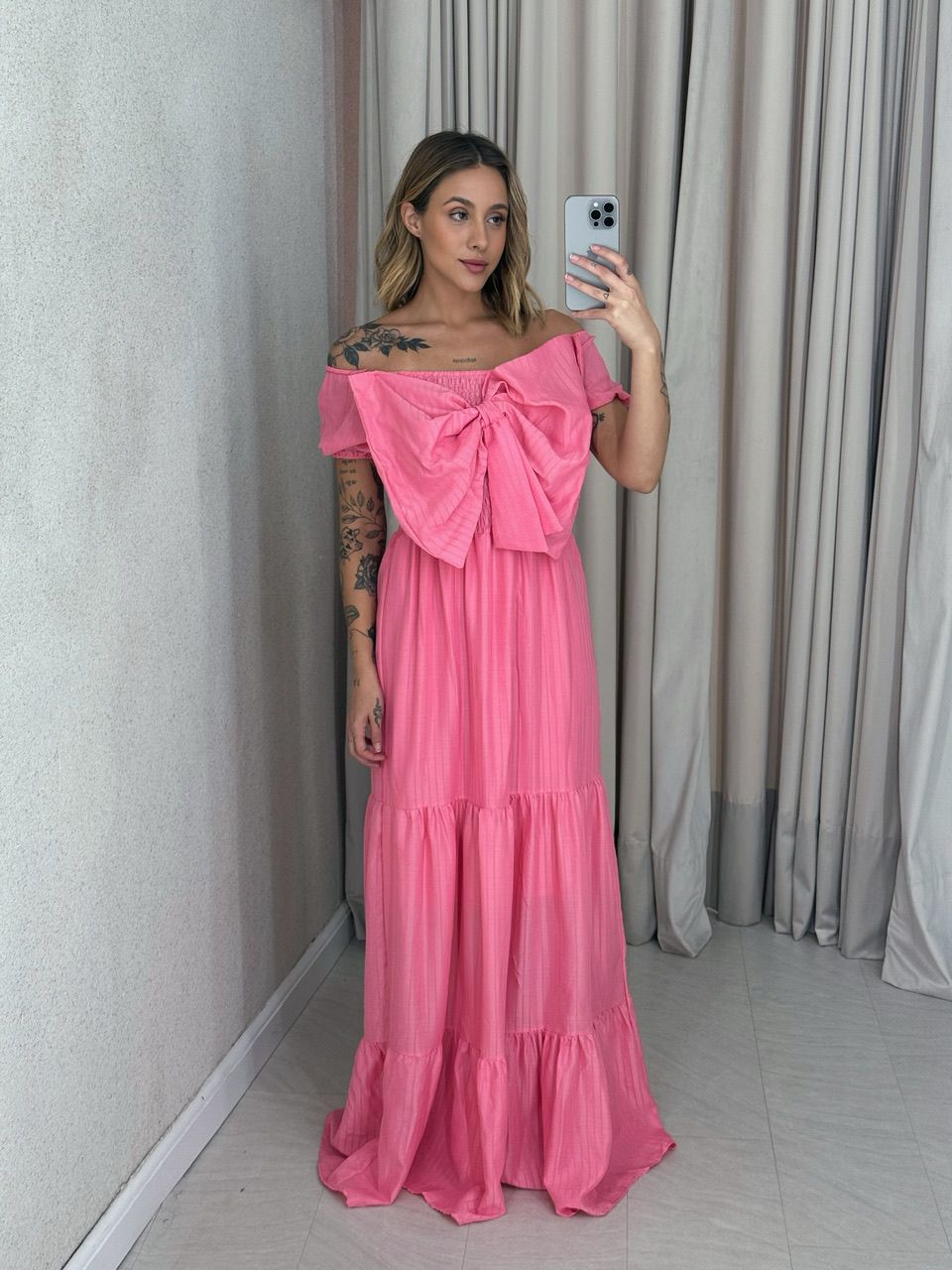 VESTIDO LAÇO LASTEX ROSA