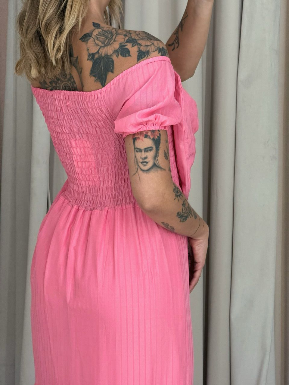 VESTIDO LAÇO LASTEX ROSA