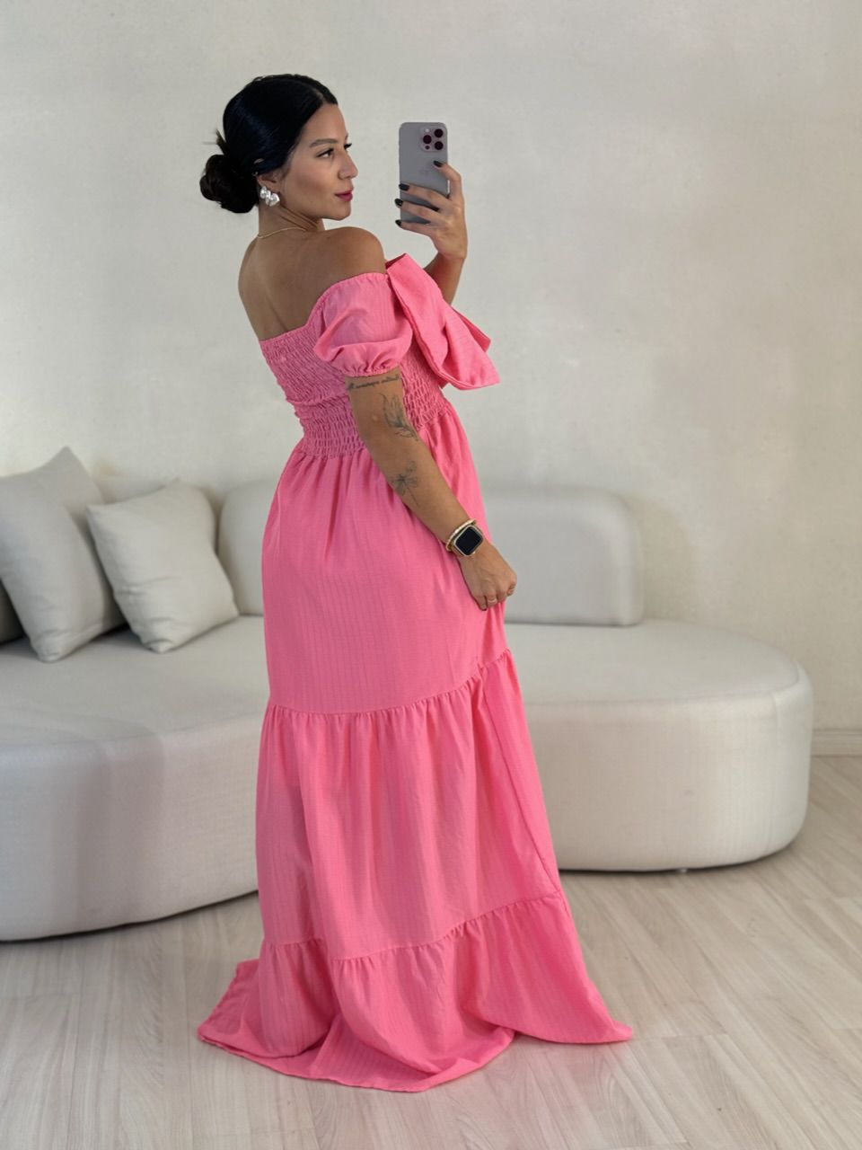 VESTIDO LAÇO LASTEX ROSA